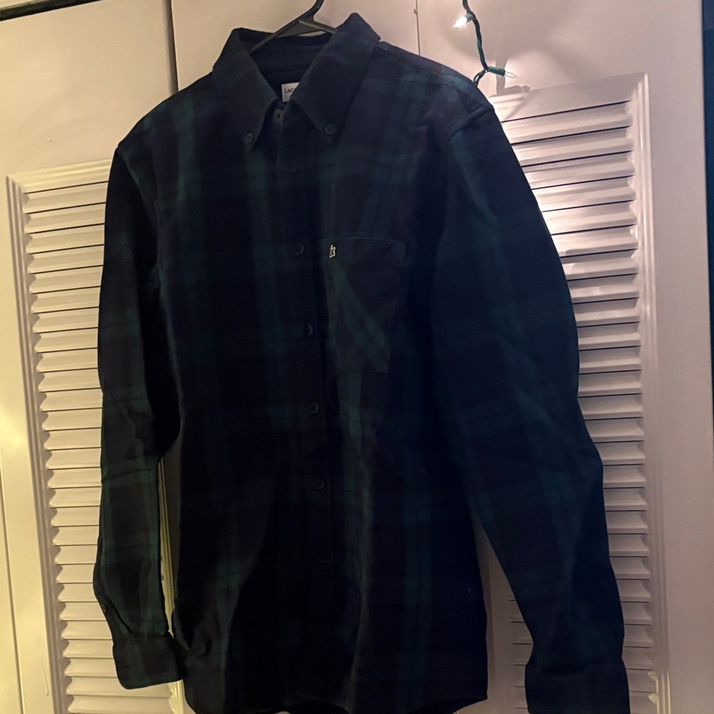 Lacoste Dark Plaid Button Down Shirt